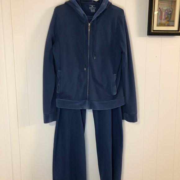Jones New York Sport VT Steel Blue Velour Trim Warm Up Track Suit Medium - Picture 1 of 9